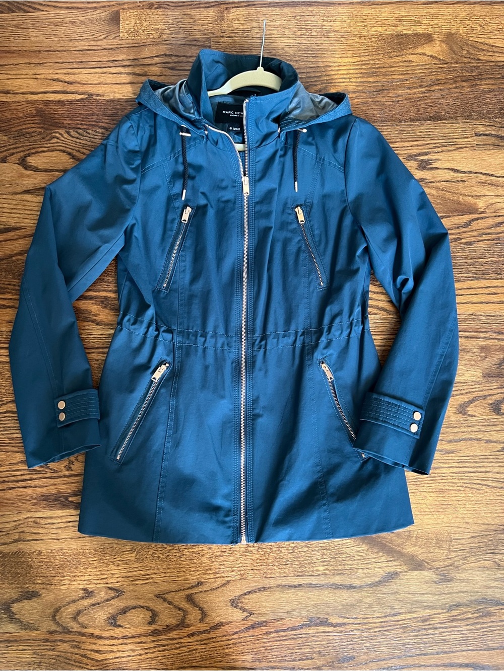 Marc New York Teal Blue Hooded Rain Jacket